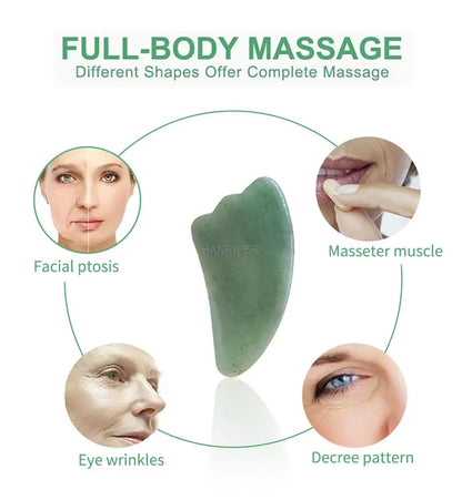 Natural Massage Gua Sha Jade Board Aventurine Powder Crystal Scraping Stone Back Shoulder Face Manual Massager Beauty Tool