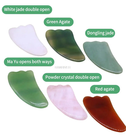 Natural Massage Gua Sha Jade Board Aventurine Powder Crystal Scraping Stone Back Shoulder Face Manual Massager Beauty Tool