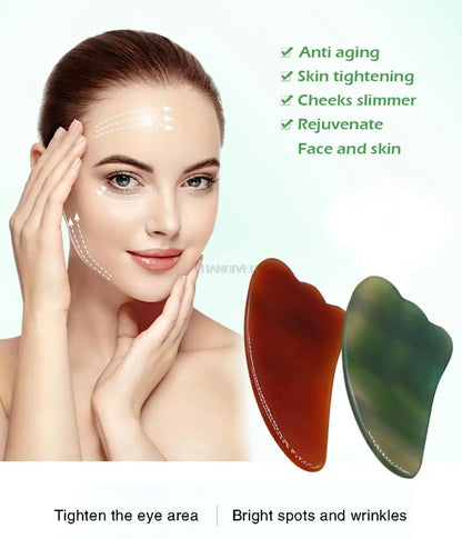 Natural Massage Gua Sha Jade Board Aventurine Powder Crystal Scraping Stone Back Shoulder Face Manual Massager Beauty Tool
