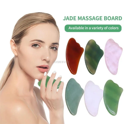 Natural Massage Gua Sha Jade Board Aventurine Powder Crystal Scraping Stone Back Shoulder Face Manual Massager Beauty Tool