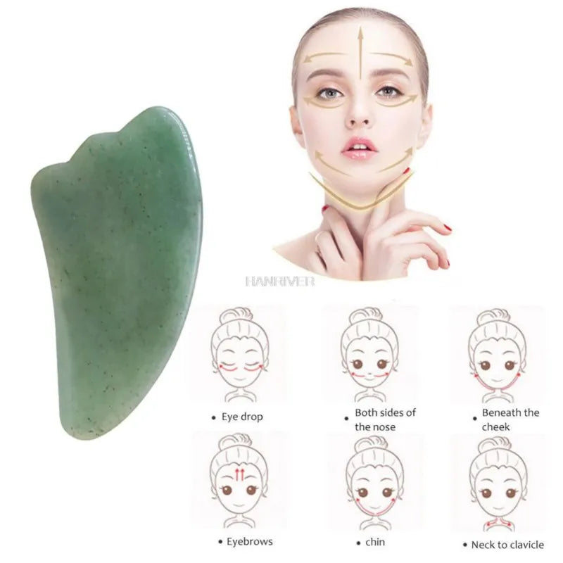 Natural Massage Gua Sha Jade Board Aventurine Powder Crystal Scraping Stone Back Shoulder Face Manual Massager Beauty Tool