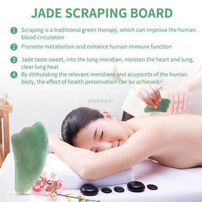 Natural Massage Gua Sha Jade Board Aventurine Powder Crystal Scraping Stone Back Shoulder Face Manual Massager Beauty Tool